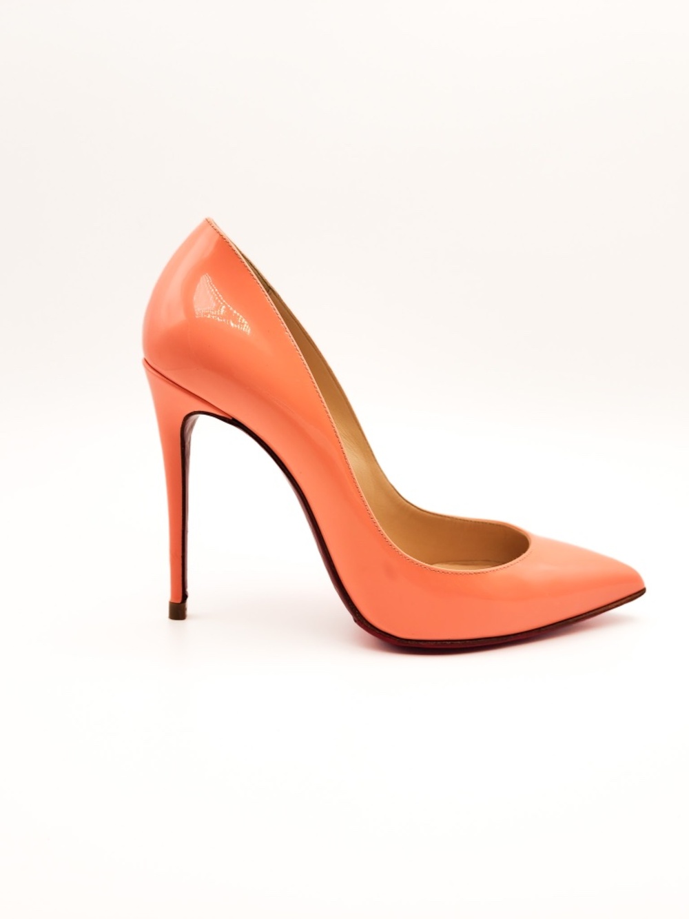 Christian Louboutin Kate Pastel Peach Patent Leather Pumps Heels EU 36